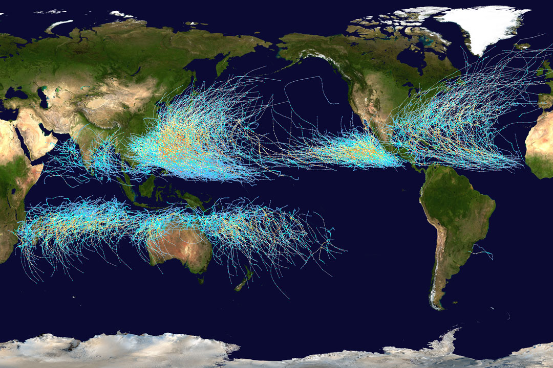 Past hurricane tracks