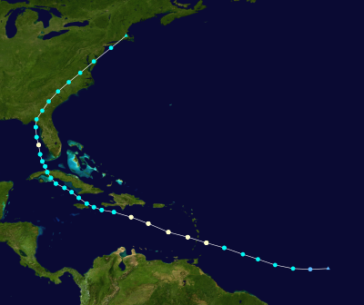 ELSA Historical Hurricane Path